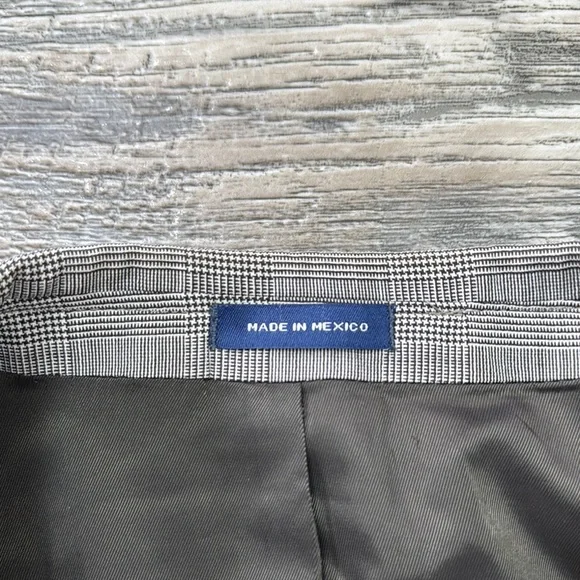 Stafford Gray Plaid Men Blazer , 44 Regular Classic Fit